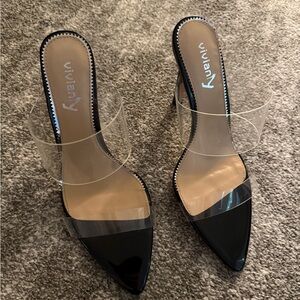 Viviana Black Heels with Clear Straps